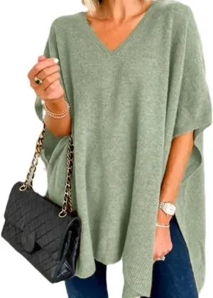 Womens Poncho Sweater Women V Neck Ponchos and Wraps Batwing Sleeveless Shawl Pullover Sweaters Women's Clothing