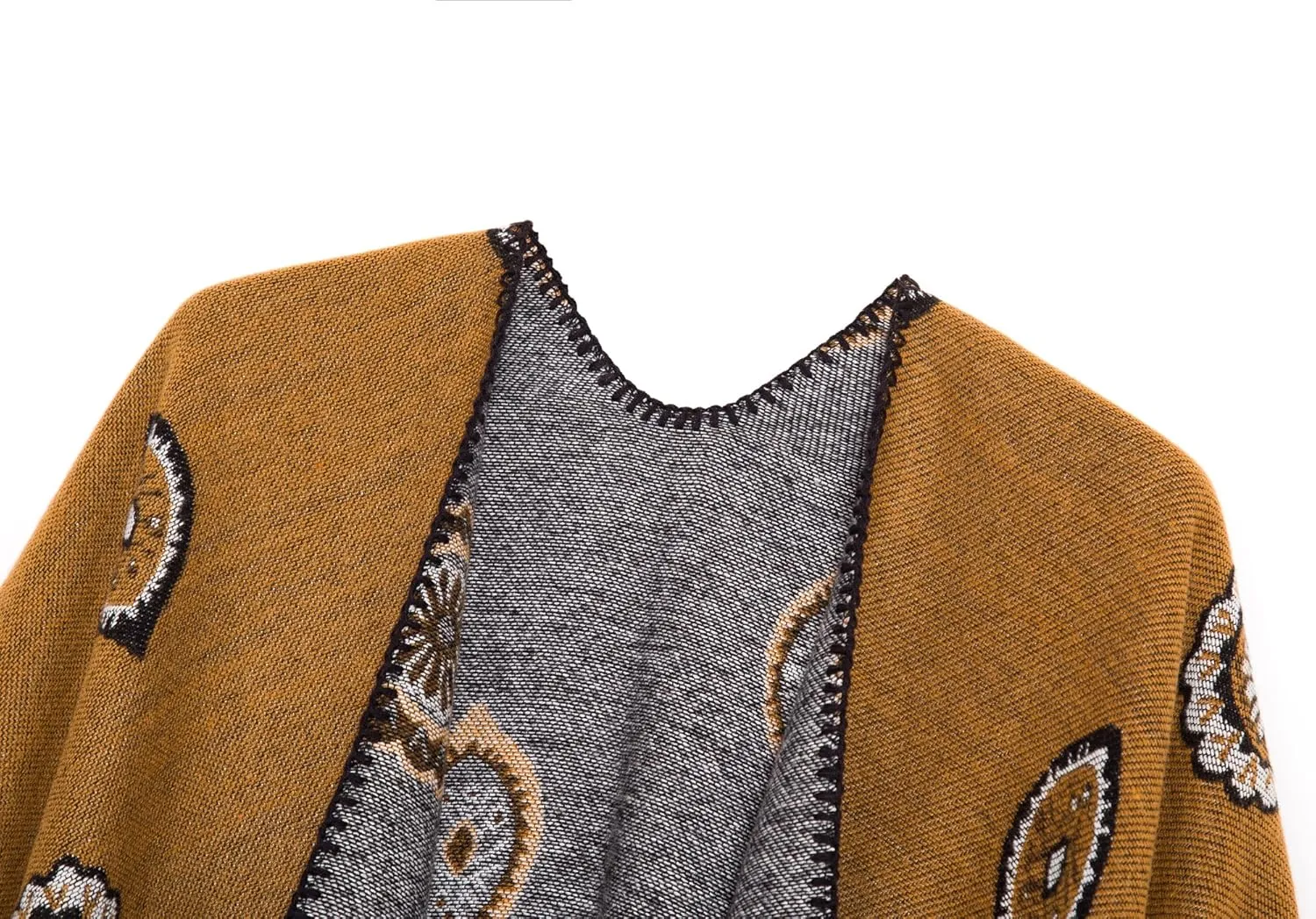 Women's Vintage Pattern Open Front Poncho Cape Shawl Winter Shawl Wraps