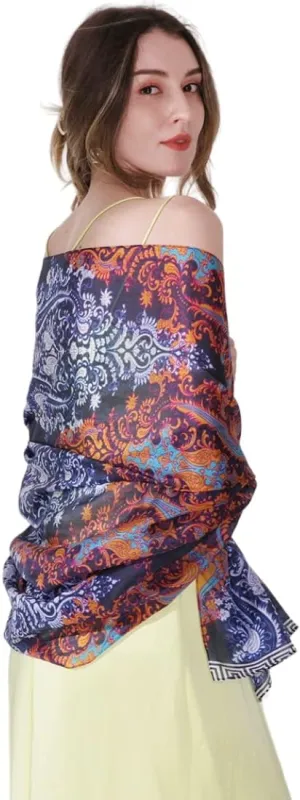 Xinmurffy Mulberry Silk Winter Travel Scarf for Women Lightweight Bandana Large Pashmina Shawls and Wraps for Evening Dresses
