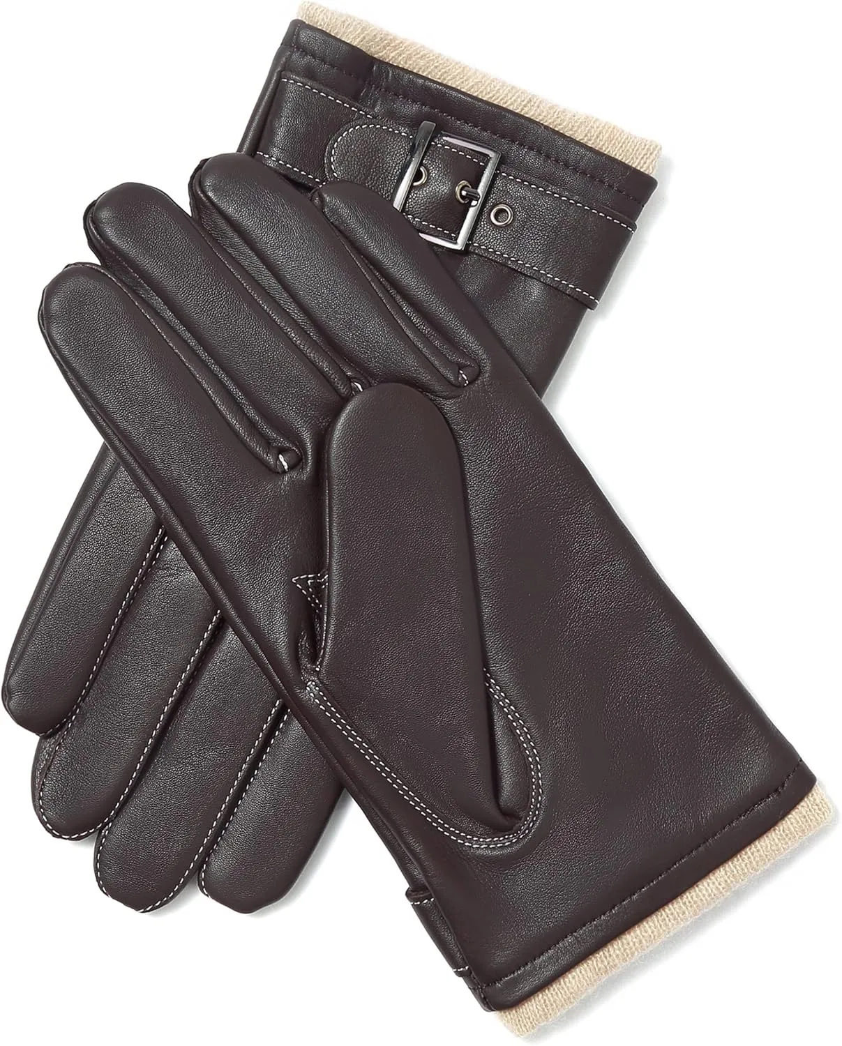 YISEVEN Men's Winter Cashmere Lined Touchscreen Lambskin Leather Gloves