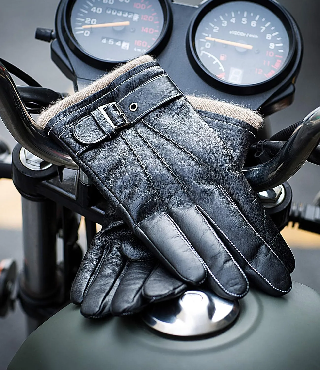 YISEVEN Men's Winter Cashmere Lined Touchscreen Lambskin Leather Gloves