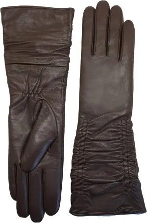 YISEVEN Women’s Mid Length Long Leather Gloves Touchscreen with Wrinkled Design