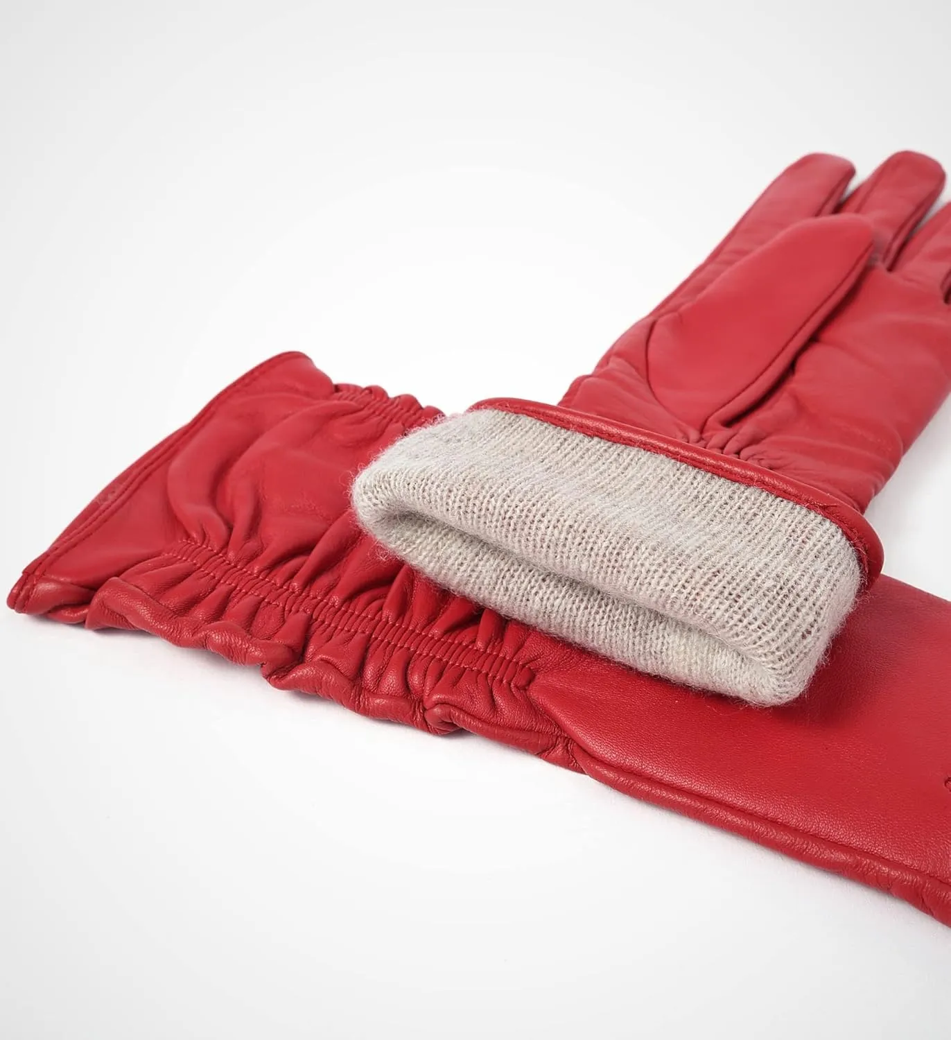 YISEVEN Women’s Mid Length Long Leather Gloves Touchscreen with Wrinkled Design