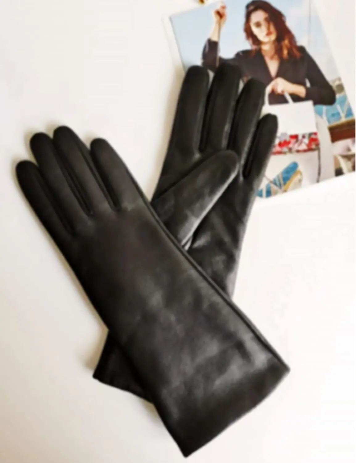 YISEVEN Women’s Mid Length Long Leather Gloves Touchscreen with Wrinkled Design
