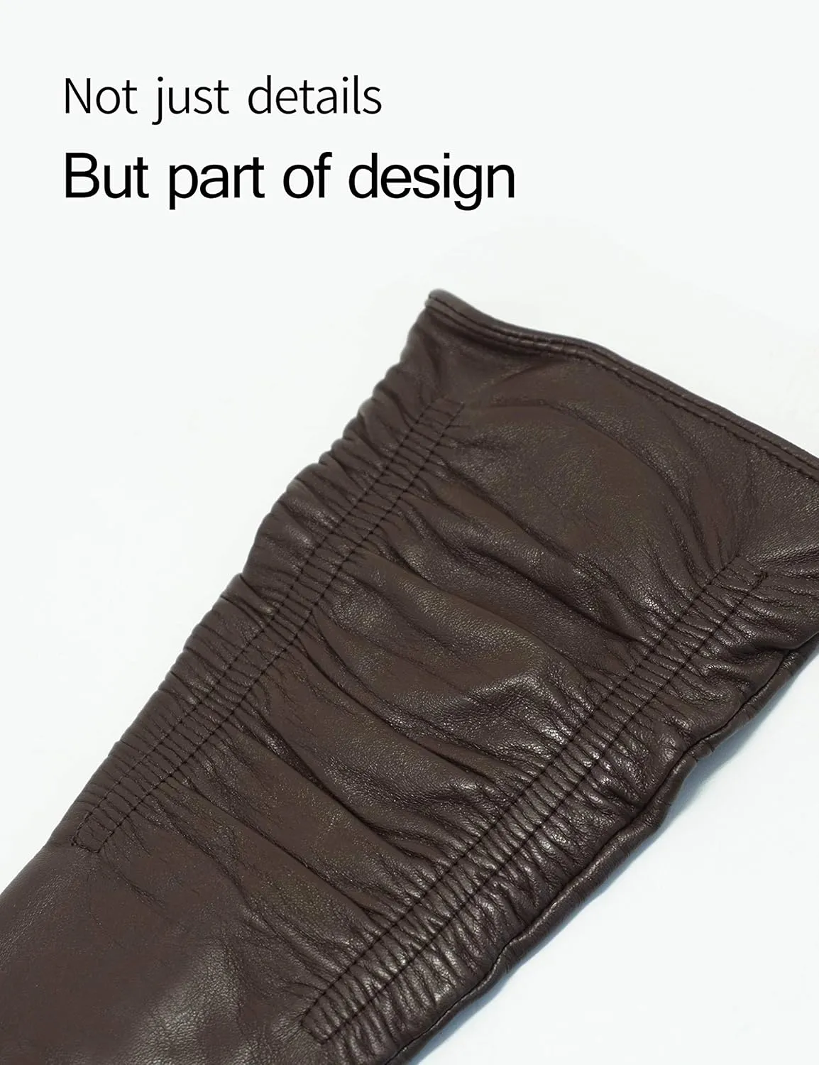 YISEVEN Women’s Mid Length Long Leather Gloves Touchscreen with Wrinkled Design