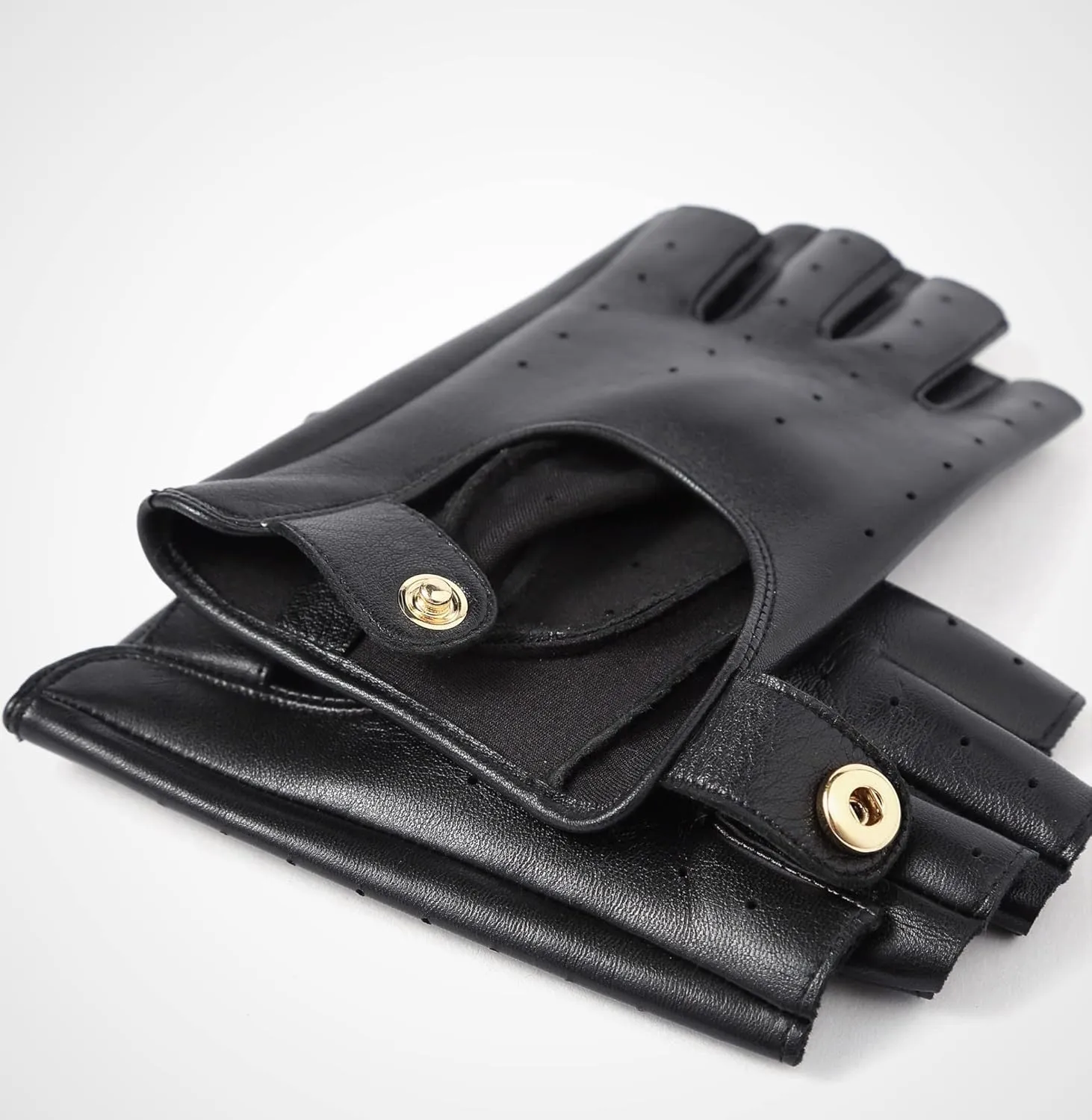 YISEVEN Women's Motorcycle Driving Fingerless Leather Gloves