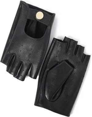 YISEVEN Women's Motorcycle Driving Fingerless Leather Gloves