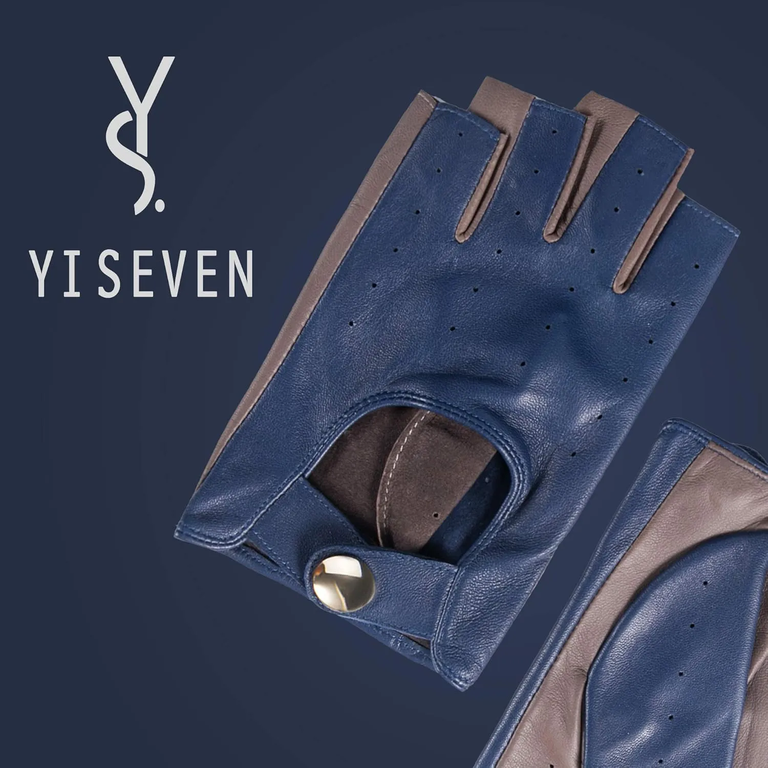 YISEVEN Women's Motorcycle Driving Fingerless Leather Gloves