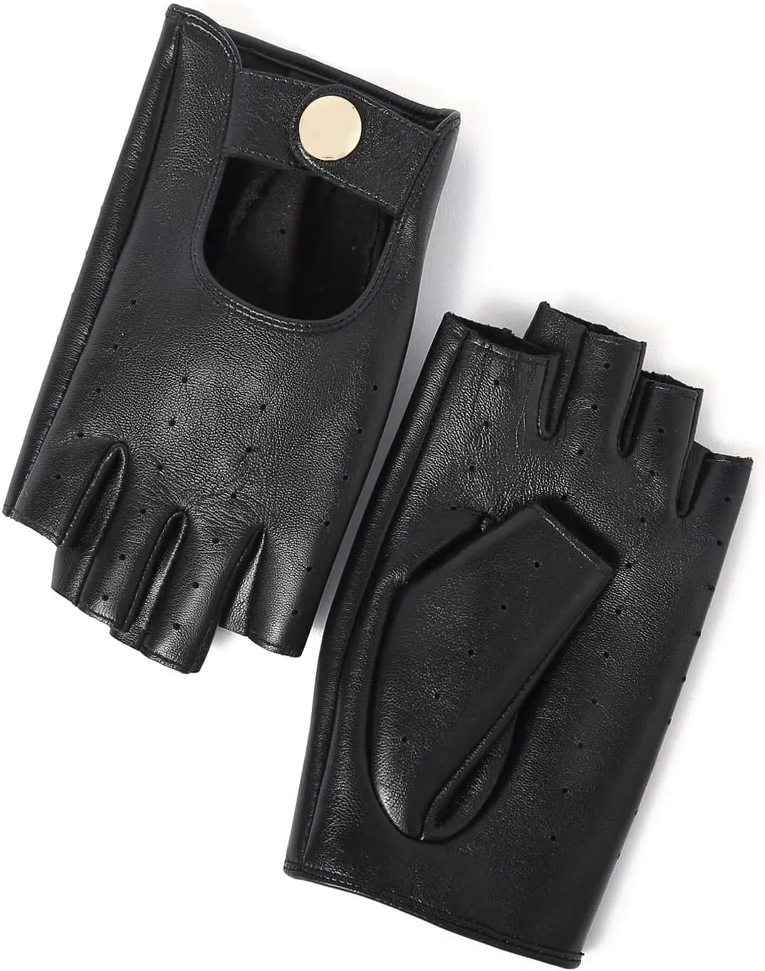 YISEVEN Women's Motorcycle Driving Fingerless Leather Gloves