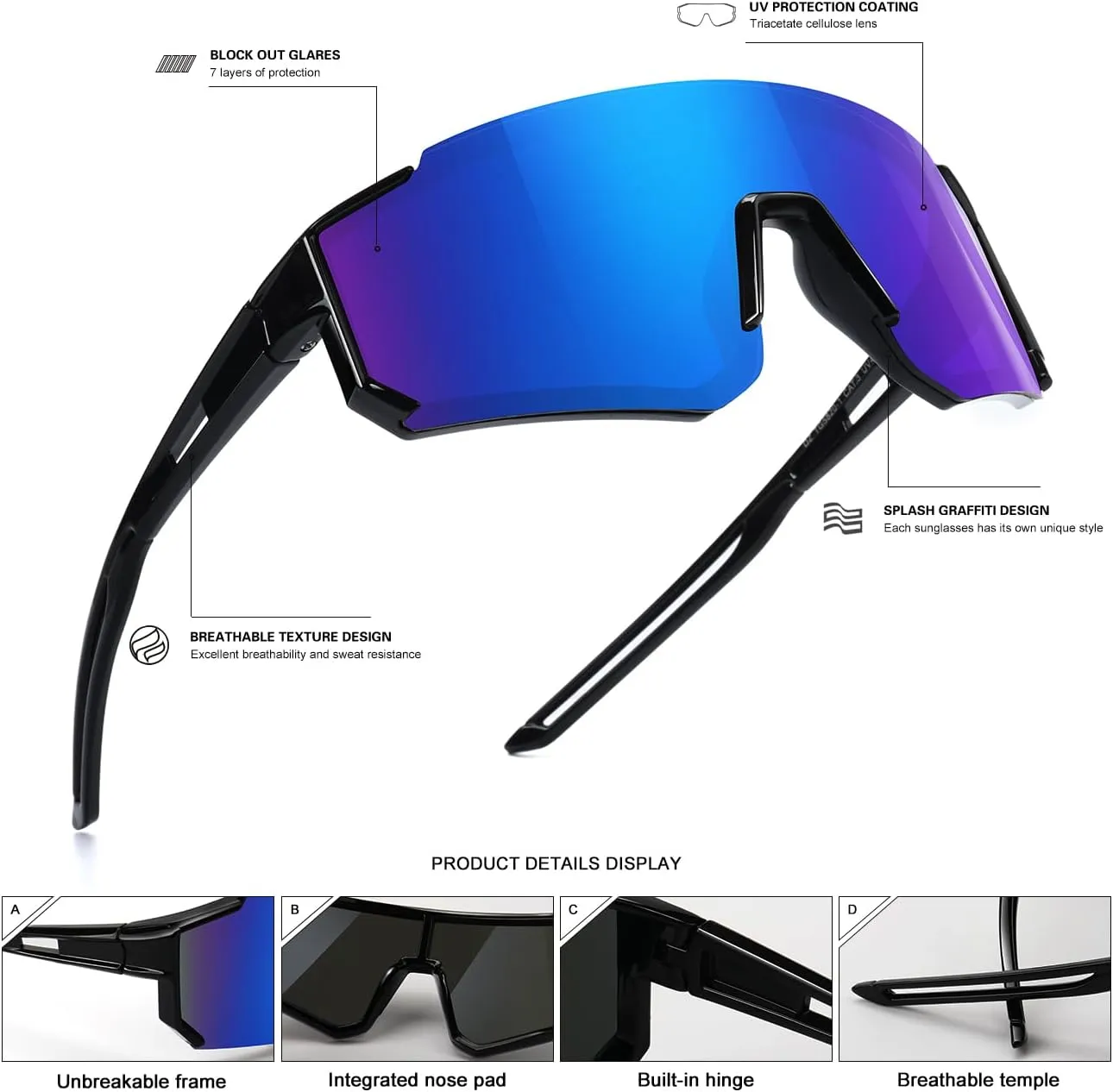 Youth Baseball Sunglasses for Boys Girls Age 6-12 Softball Cycling Sports Sunglasses for Kids Lightweight Frame