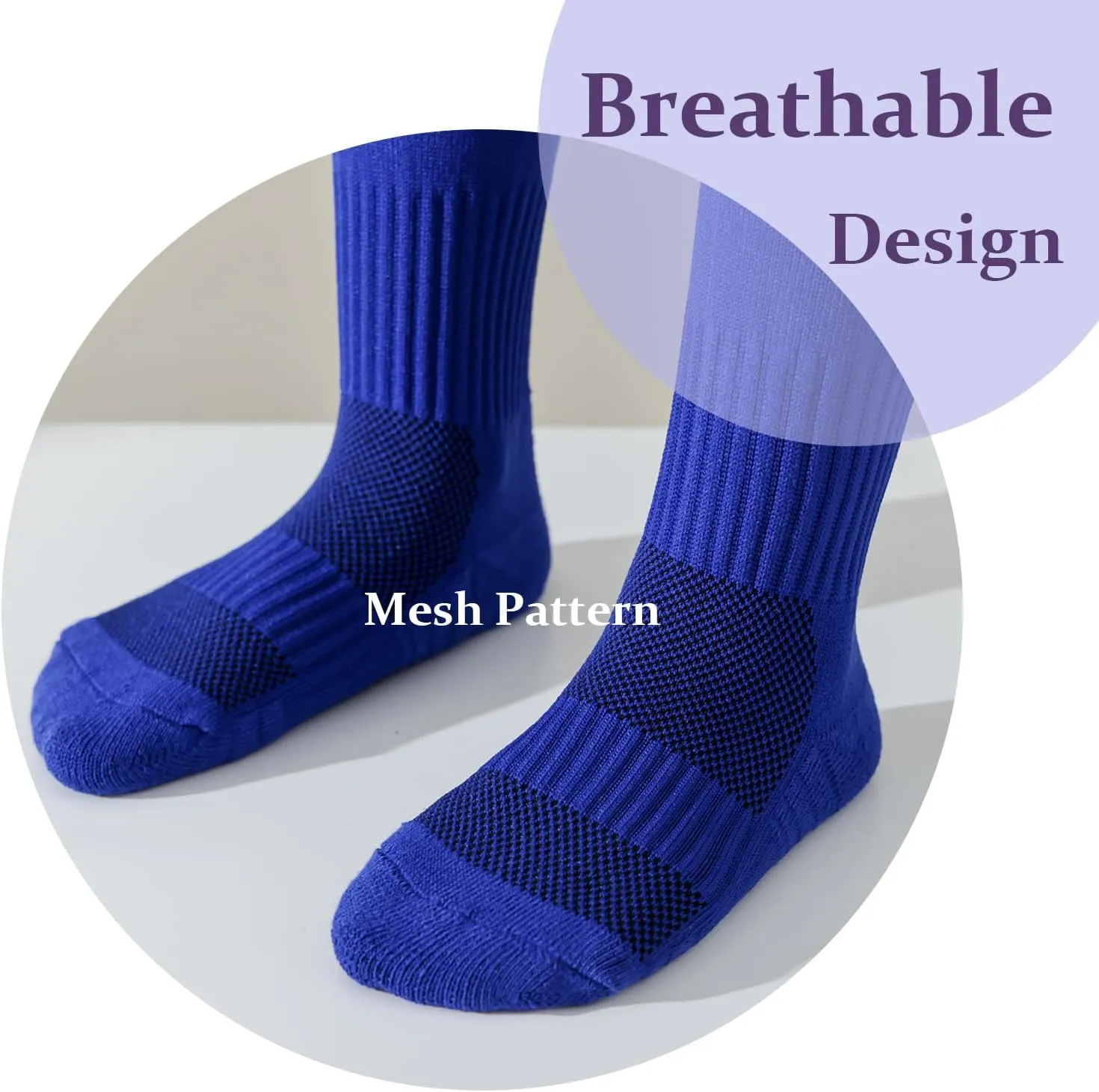 Youth Soccer Socks Kids Athletic Socks Striped Cushion Knee High Baseball Socks