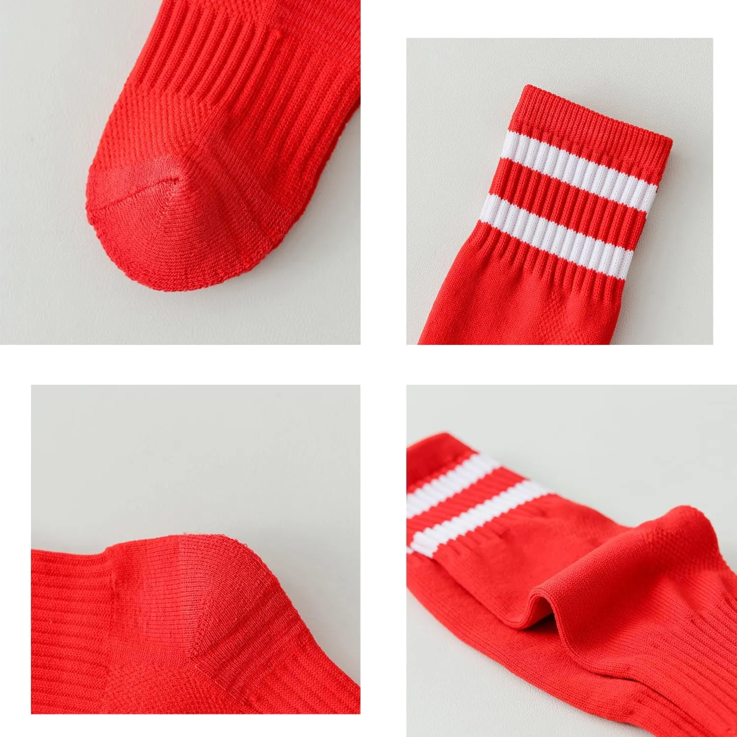 Youth Soccer Socks Kids Athletic Socks Striped Cushion Knee High Baseball Socks