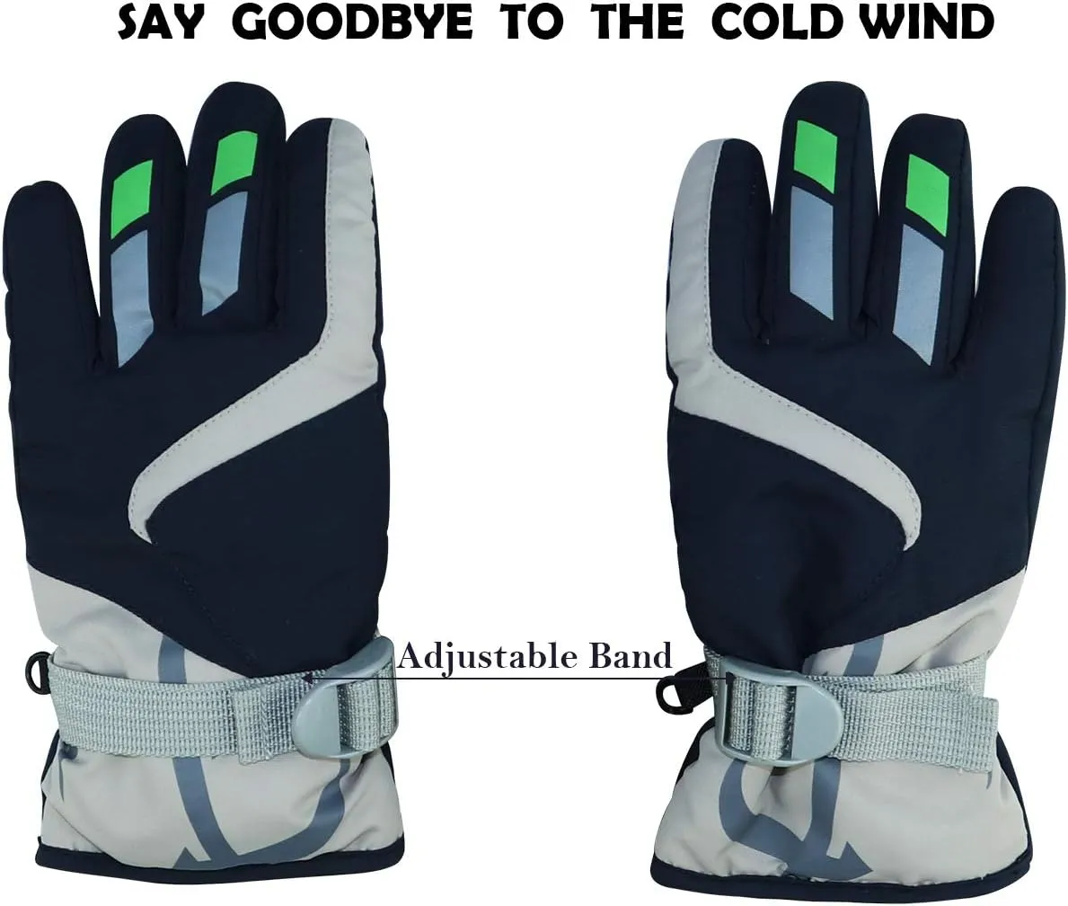 YR.Lover Children Ski Gloves Winter Warm Outdoor Riding Thickening Gloves(2-4Y)