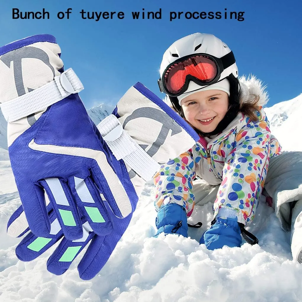 YR.Lover Children Ski Gloves Winter Warm Outdoor Riding Thickening Gloves(2-4Y)