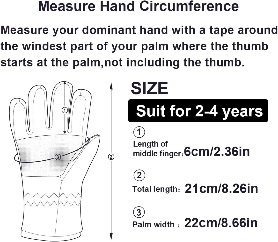 YR.Lover Children Ski Gloves Winter Warm Outdoor Riding Thickening Gloves(2-4Y)