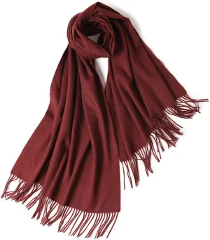YUONNY Wool Tassel Shawl Wraps for Women, Oversized Soft Solid Color Pashmina Scarves, Ladies Winter Warm Stole Scarf Blanket Scarf for Evening Dresses Wedding F14 One