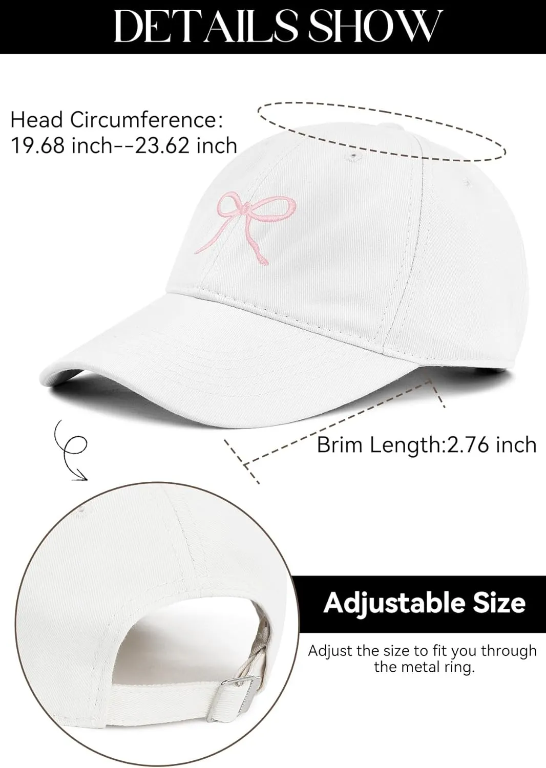 Zando Bow Baseball Cap for Women Men Girls Dad Trendy Adjustable Trucker Hat Cute Y2k Travel Golf Sprts Sun Hats Accessories