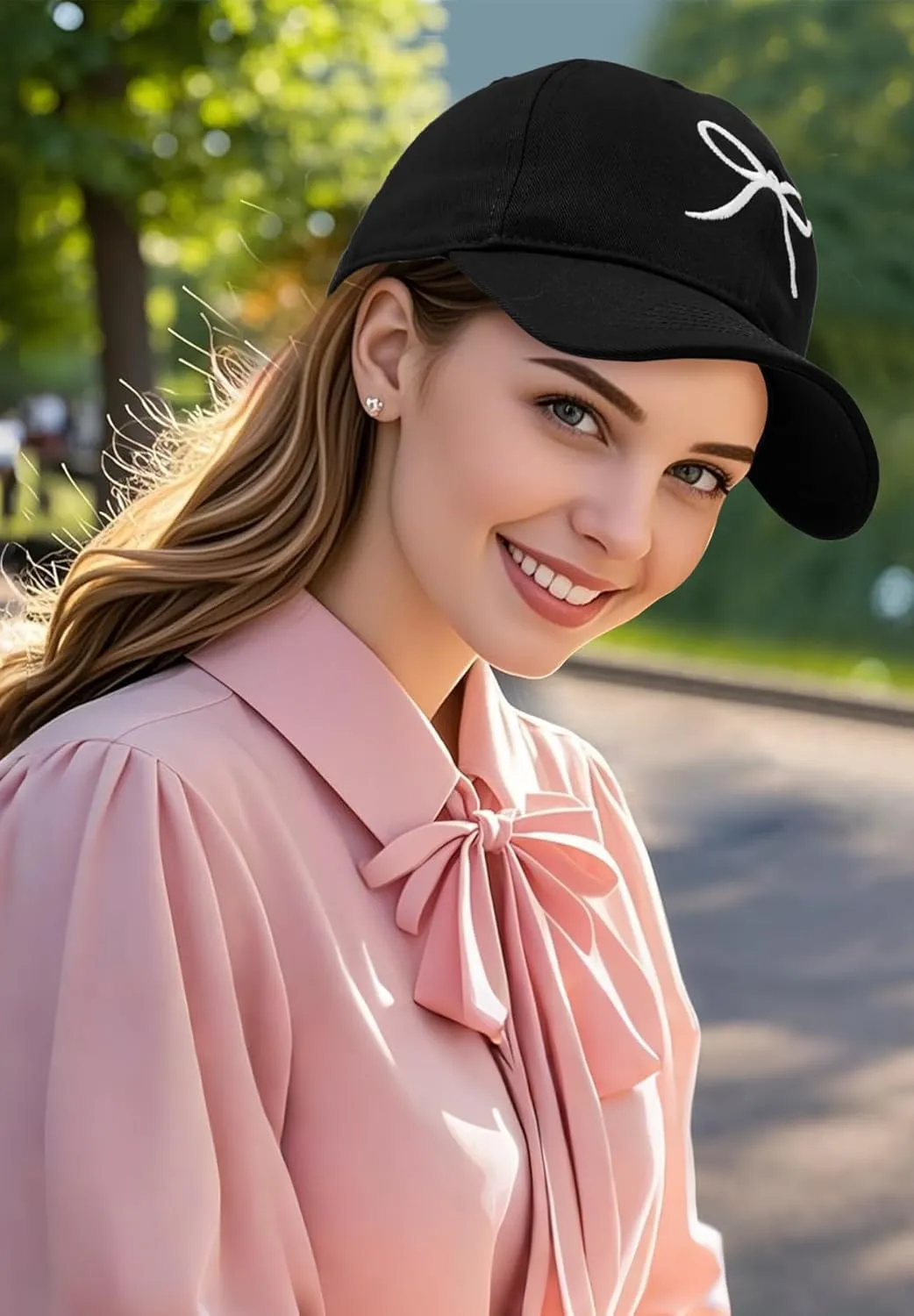 Zando Bow Baseball Cap for Women Men Girls Dad Trendy Adjustable Trucker Hat Cute Y2k Travel Golf Sprts Sun Hats Accessories