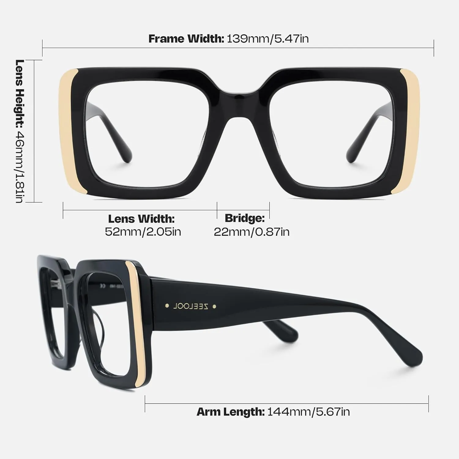 Zeelool Acetate Rectangle Glasses Frame, Blue Light Blocking Glasses for Women Jesse ZJGA440580