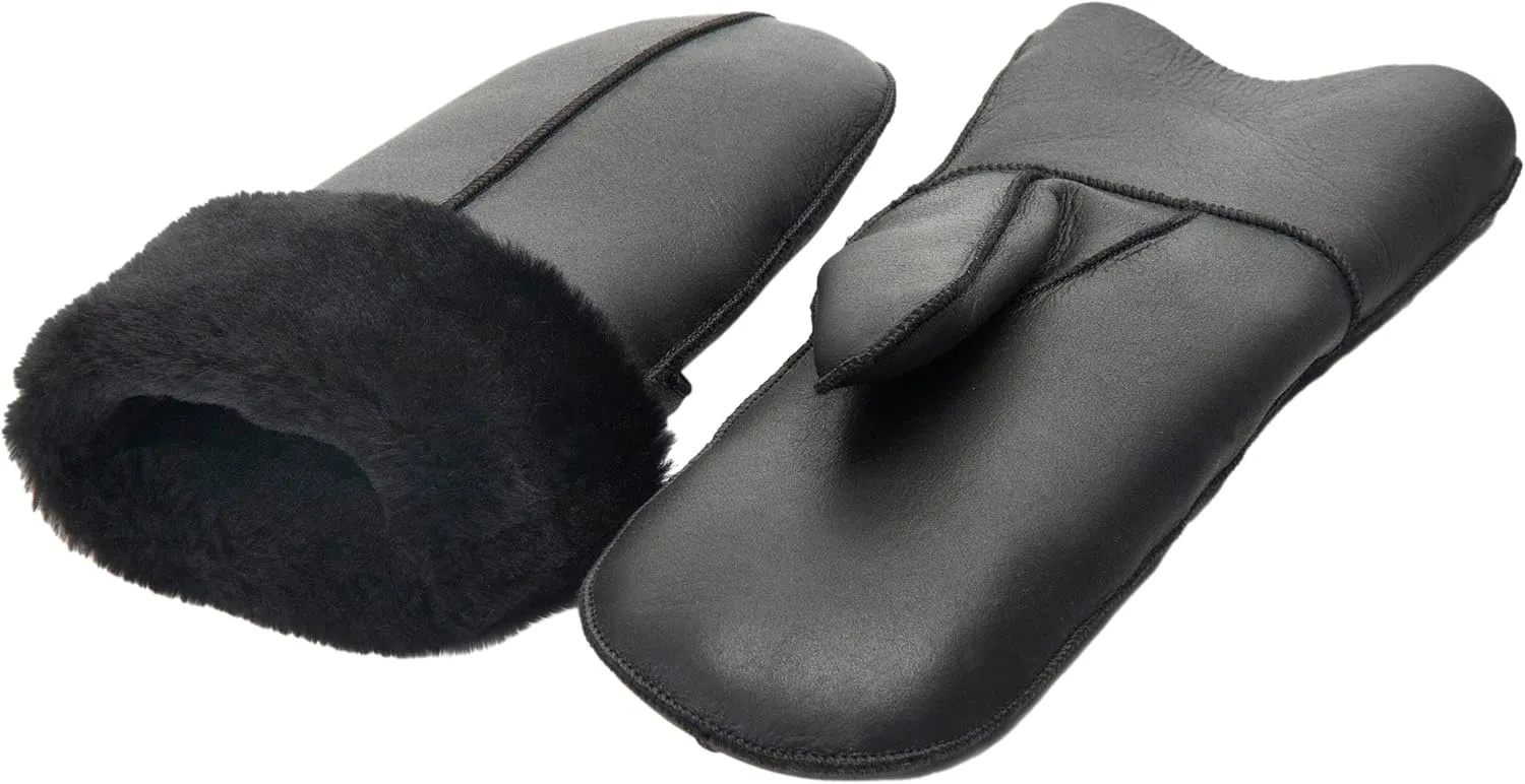 Zessano Women's Premium Shearling Sheepskin Leather Fur Mittens - Ladies' Classic Sheepskin Mittens