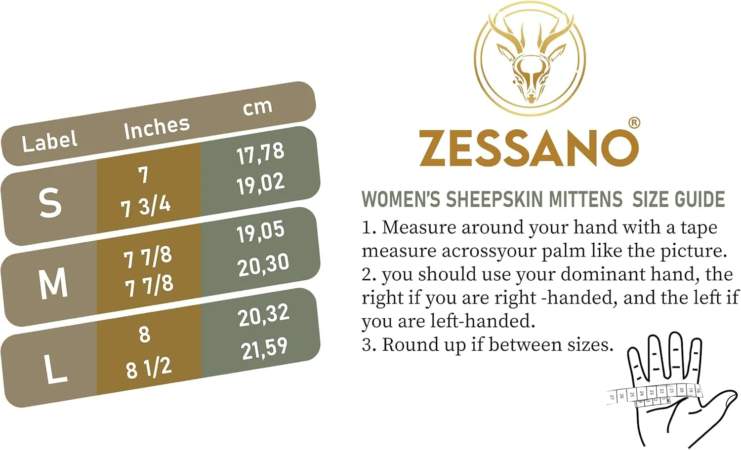 Zessano Women's Premium Shearling Sheepskin Leather Fur Mittens - Ladies' Classic Sheepskin Mittens